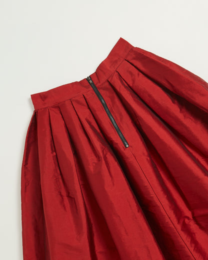 Red topshop satin midi skirt