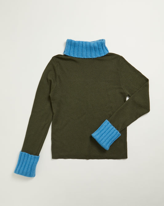 AND - Dark Green with blue neck and cuff jumper