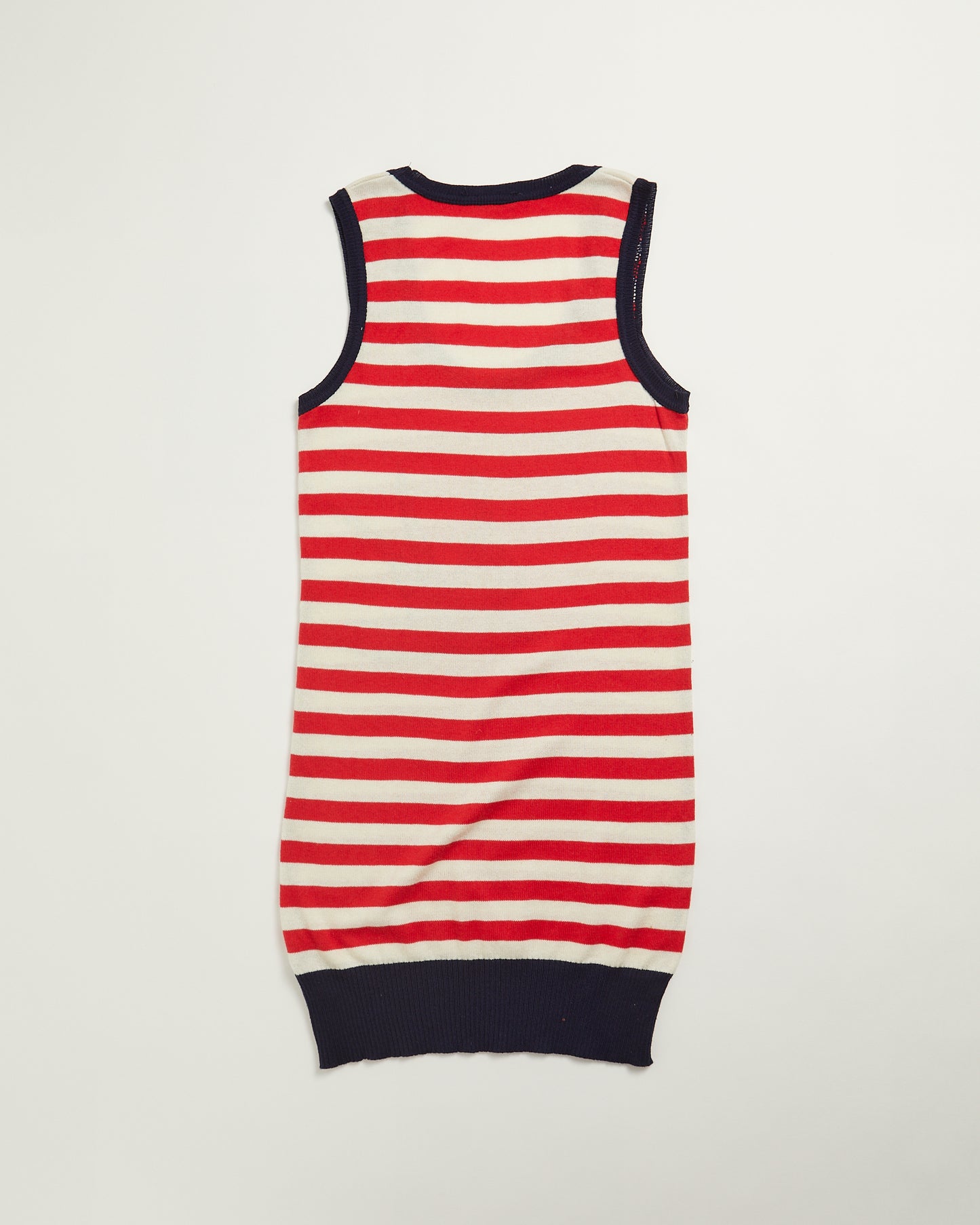 Red and cream stripe knitted dress