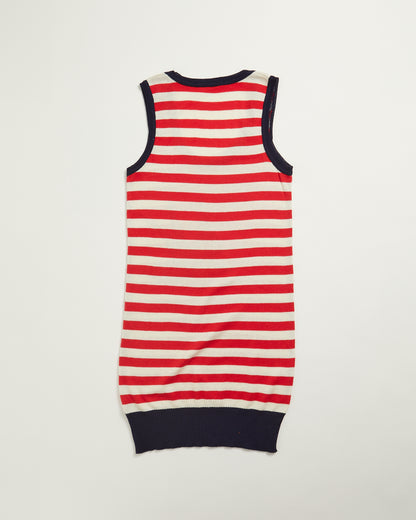 Red and cream stripe knitted dress