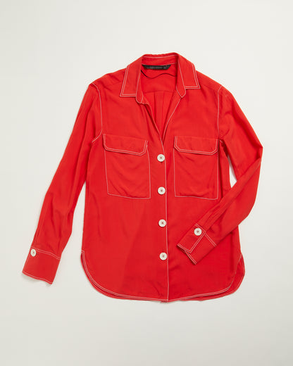 Red Zara Woman pre-loved long sleeve  Shirt