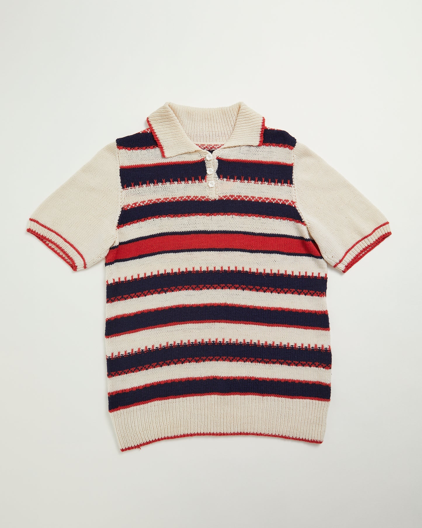 Vintage 70s cream navy red stripe jumper