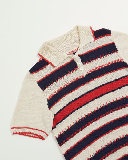 Vintage 70s cream navy red stripe jumper