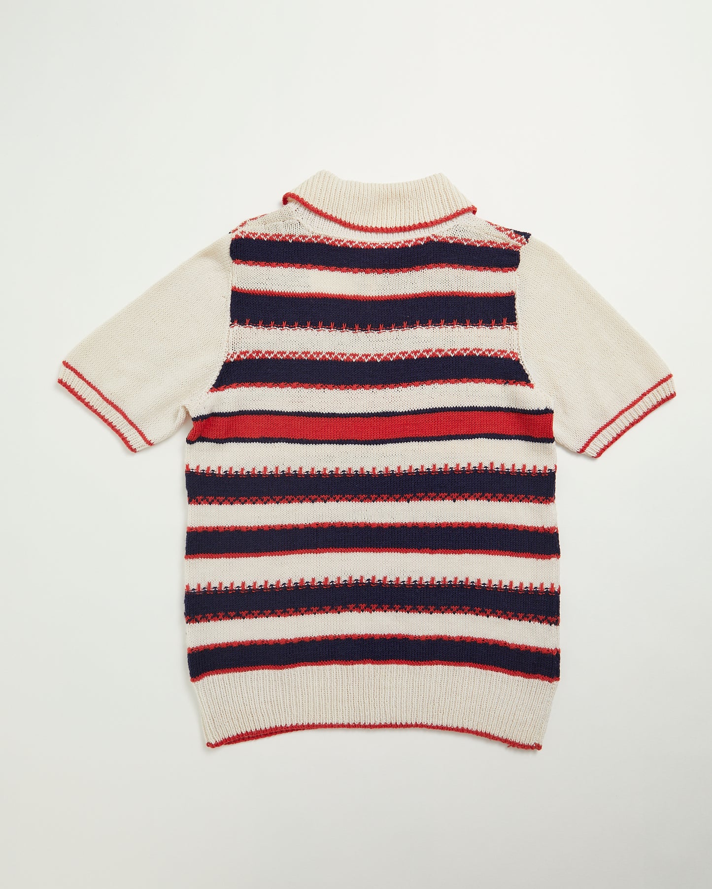 Vintage 70s cream navy red stripe jumper