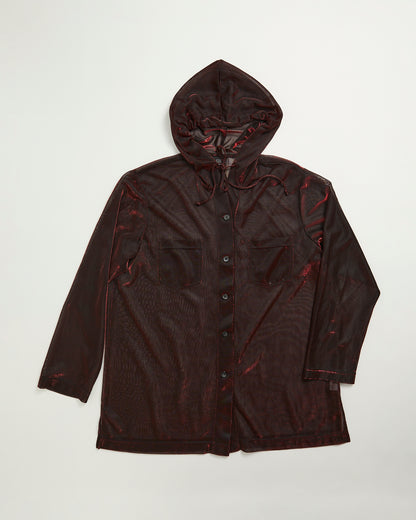 Black shot with red glitter sheer hoodie / Shirts