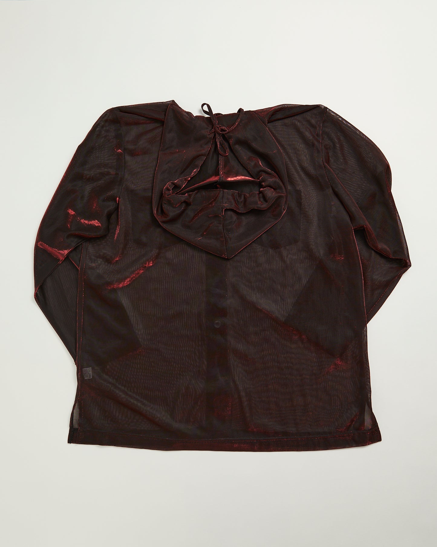 Black shot with red glitter sheer hoodie / Shirts