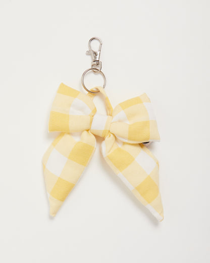 Yellow Gingham Bow Bag Charm