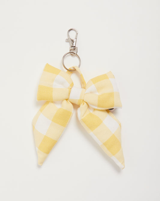Yellow Gingham Bow Bag Charm