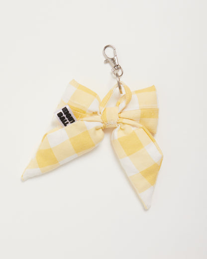 Yellow Gingham Bow Bag Charm