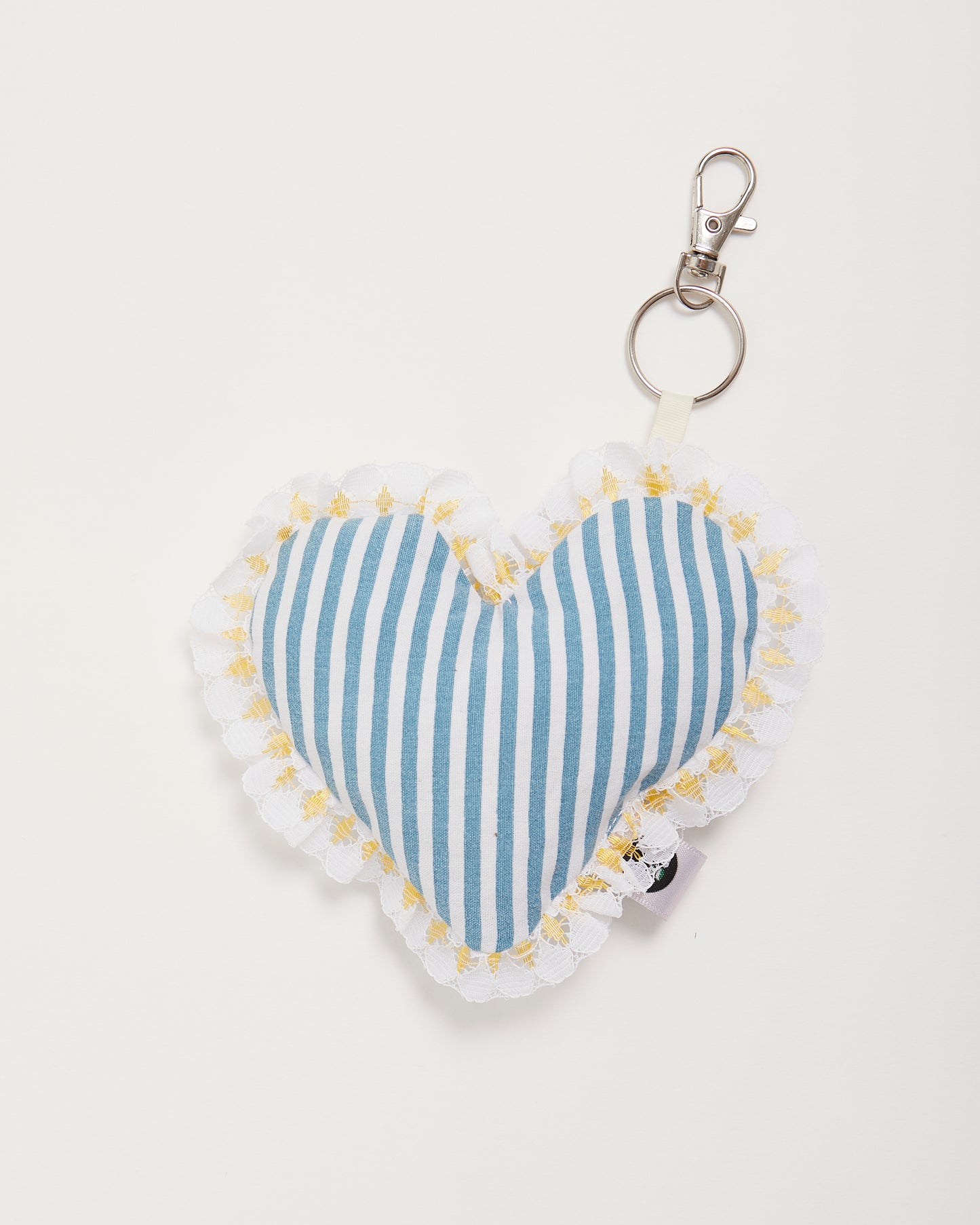 Blue Stripe Heart Bag Charm