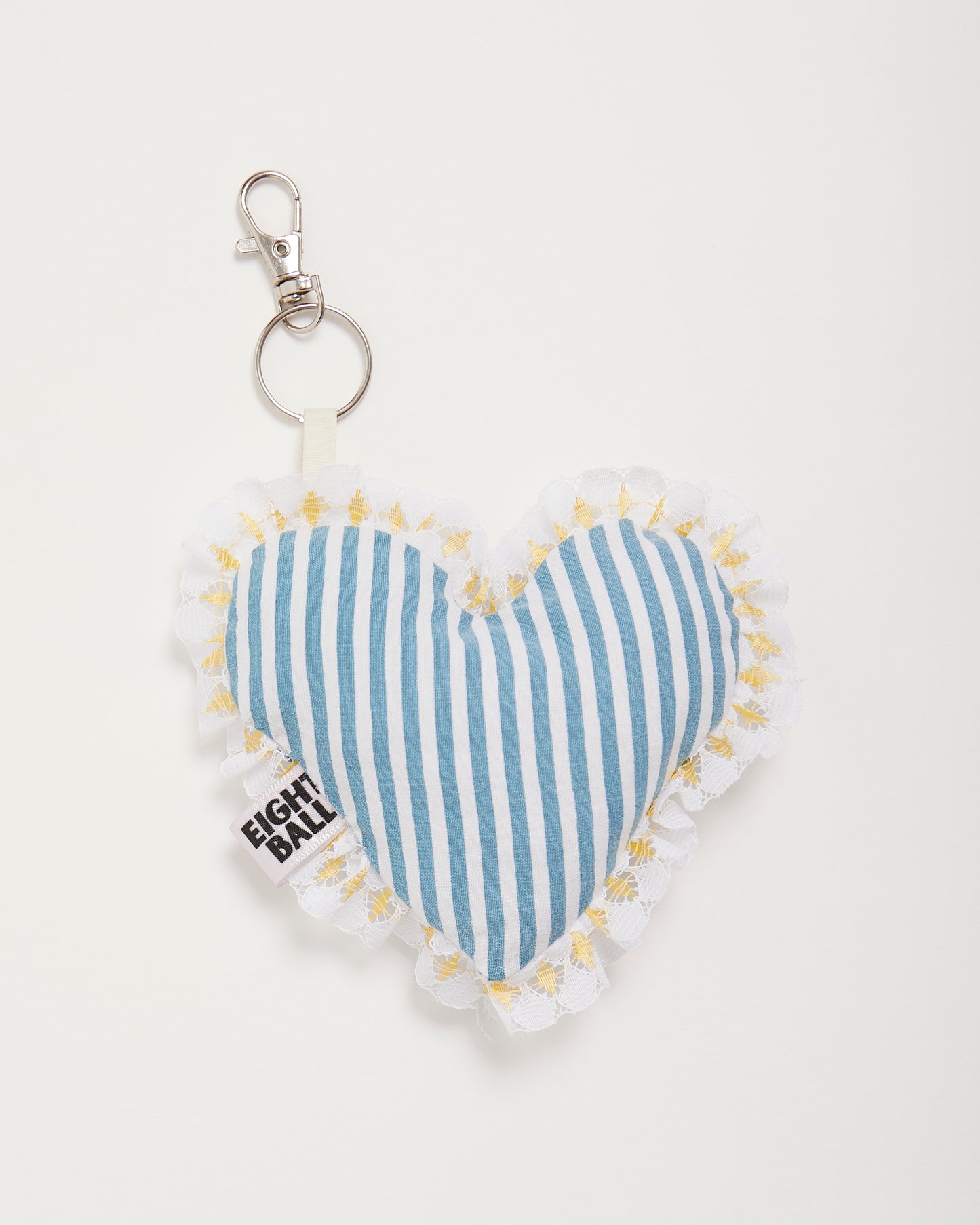 Blue Stripe Heart Bag Charm