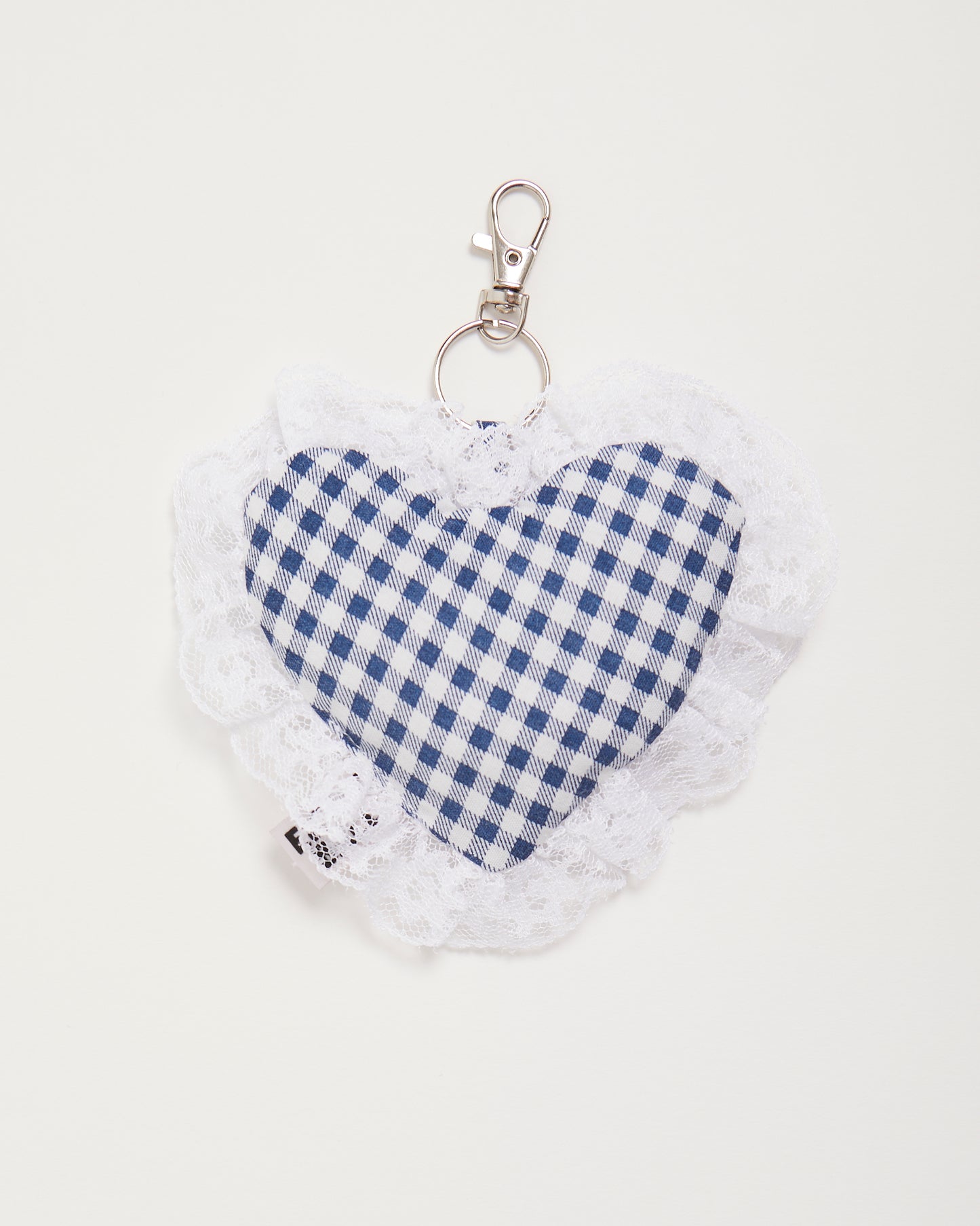 Blue Gingham Heart Charm