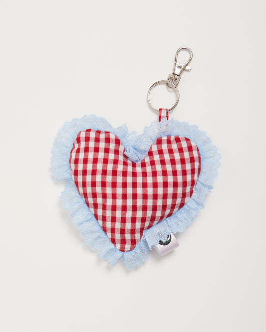 Gingham Girl Red Heart Charm