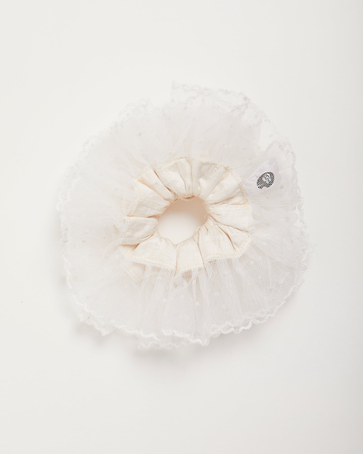 Silk with polka dot tulle Scrunchie - M