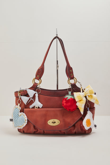 Blue Stripe Heart Bag Charm