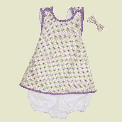 Junie Lilac and Green Pinafore