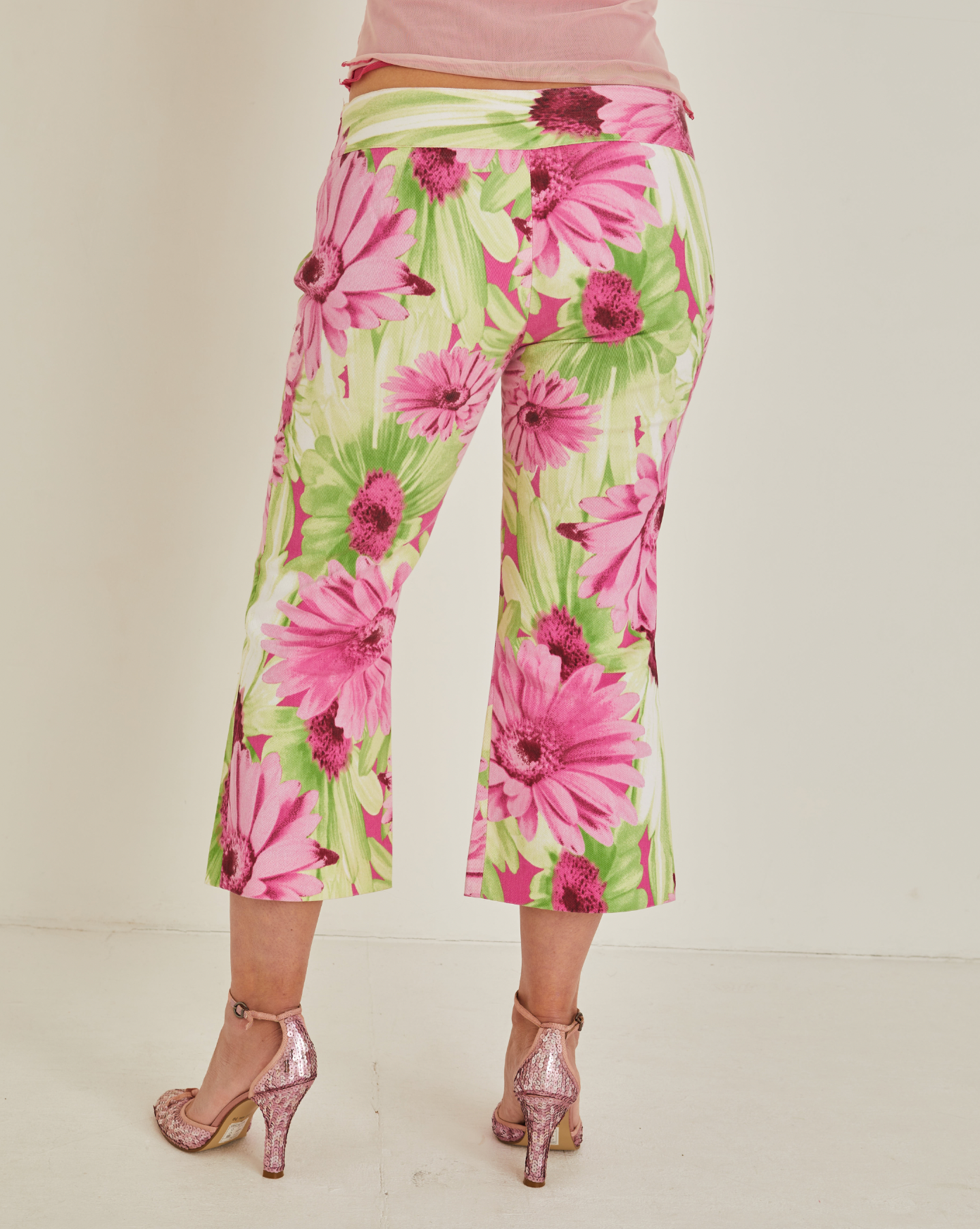 Pink and Green Vibrant Y2K Capri Pants