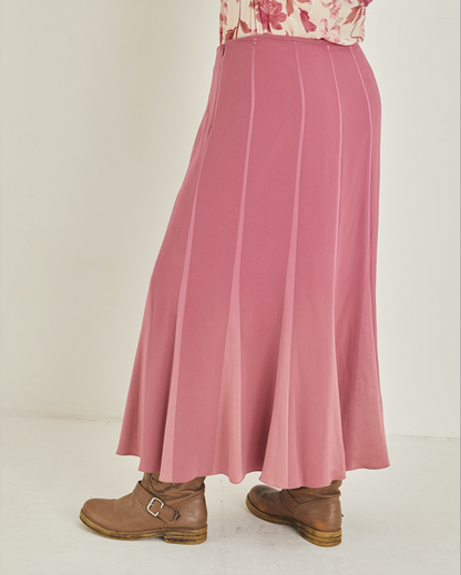 Pink Fluted Midi Skirt