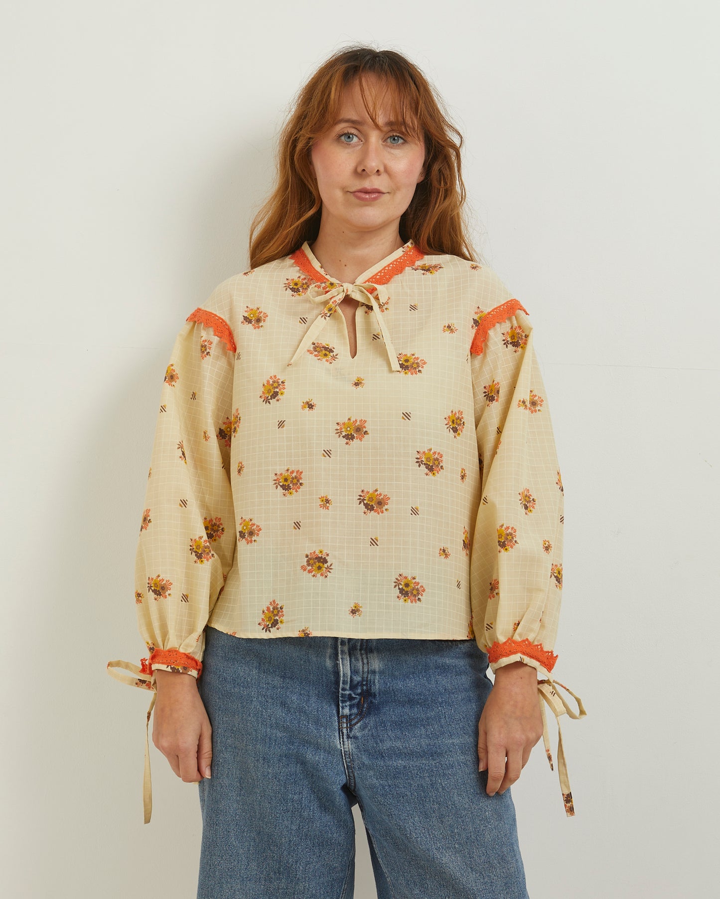 Lori - Orange and Beige floral (S)