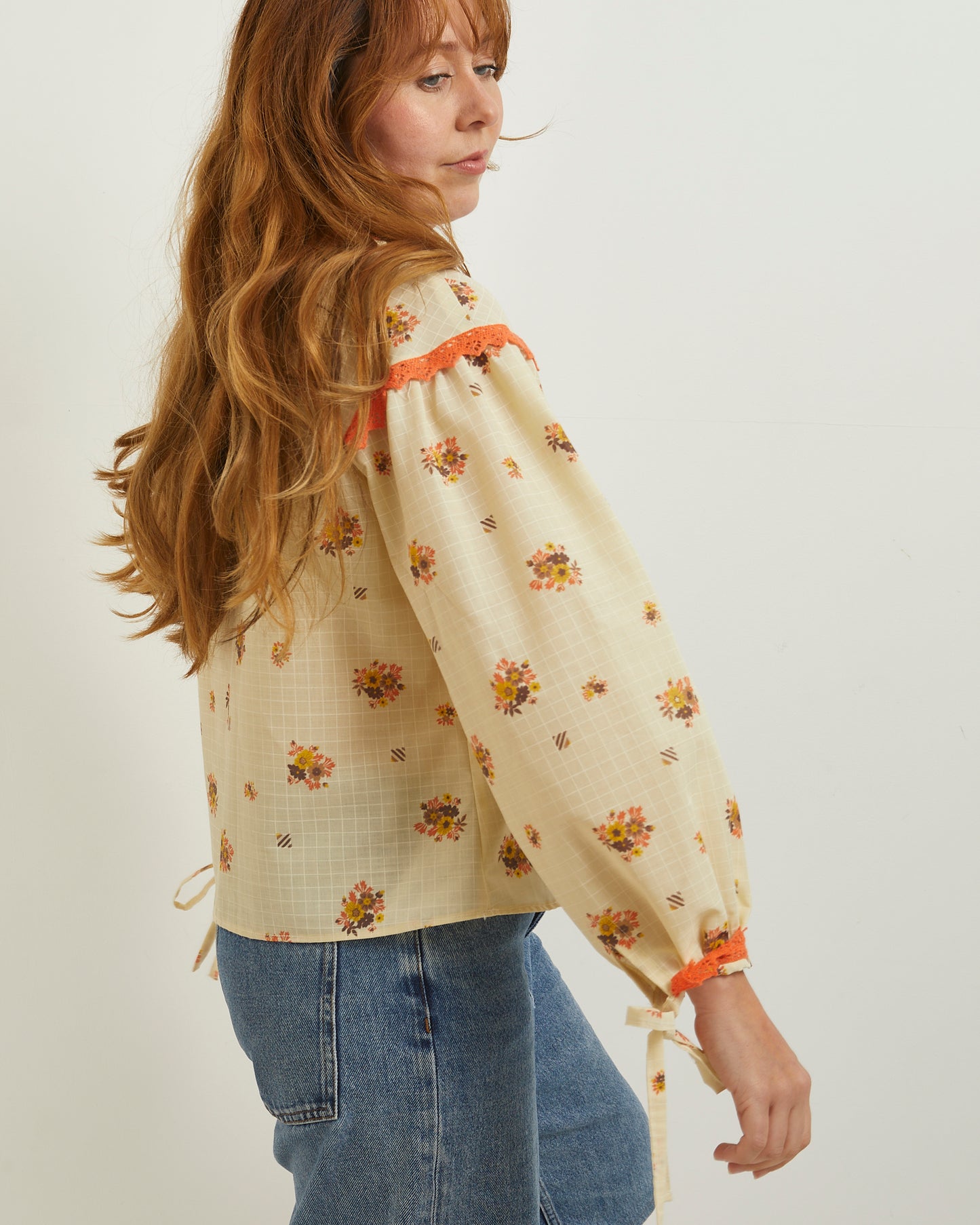 Lori - Orange and Beige floral (S)