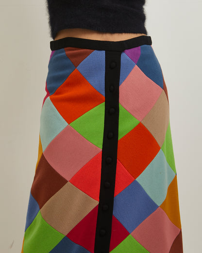 Multi colour harlequin 70s Maxi skirt