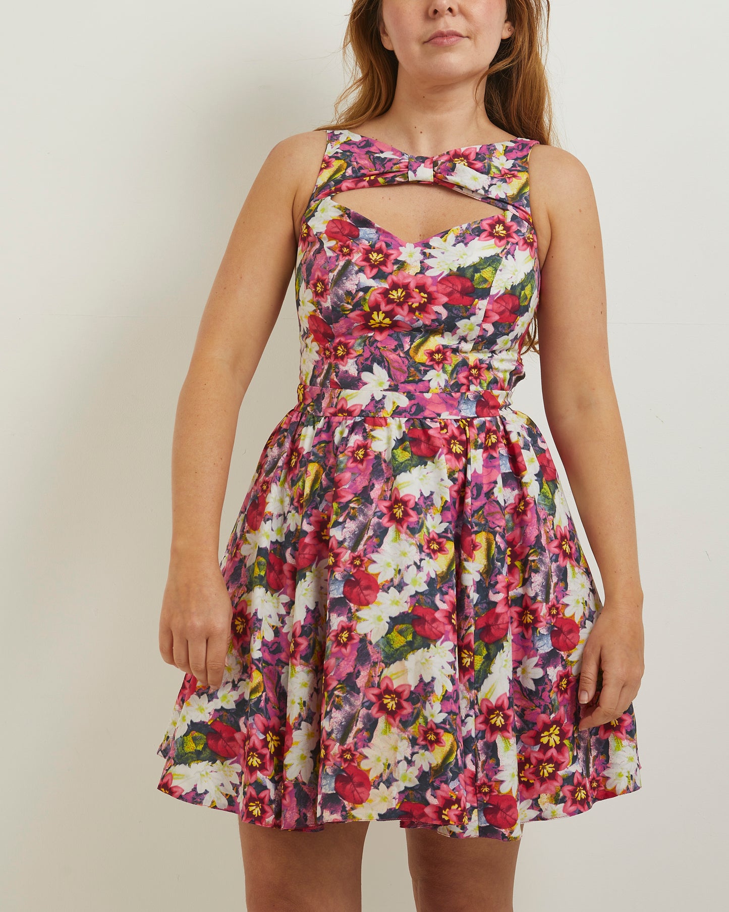 Bright pink floral River Island y2k party dress