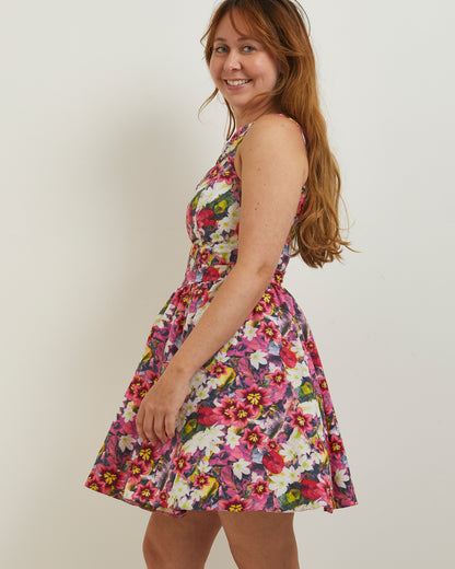 Bright pink floral River Island y2k party dress