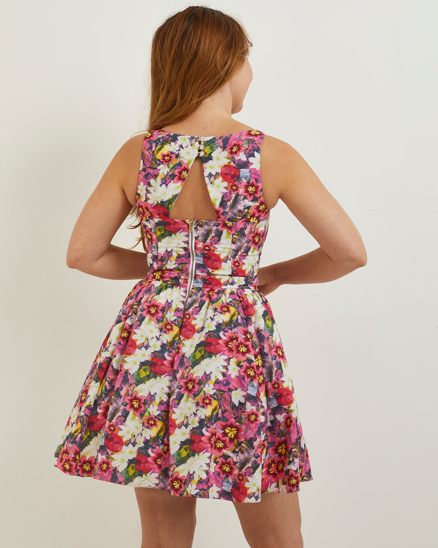 Bright pink floral River Island y2k party dress