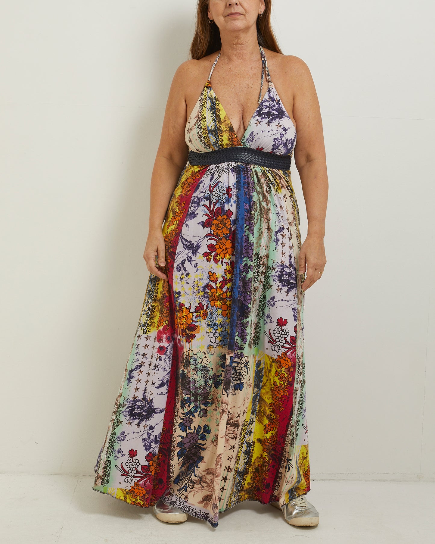 Multi colour halter neck floral maxi firetrap