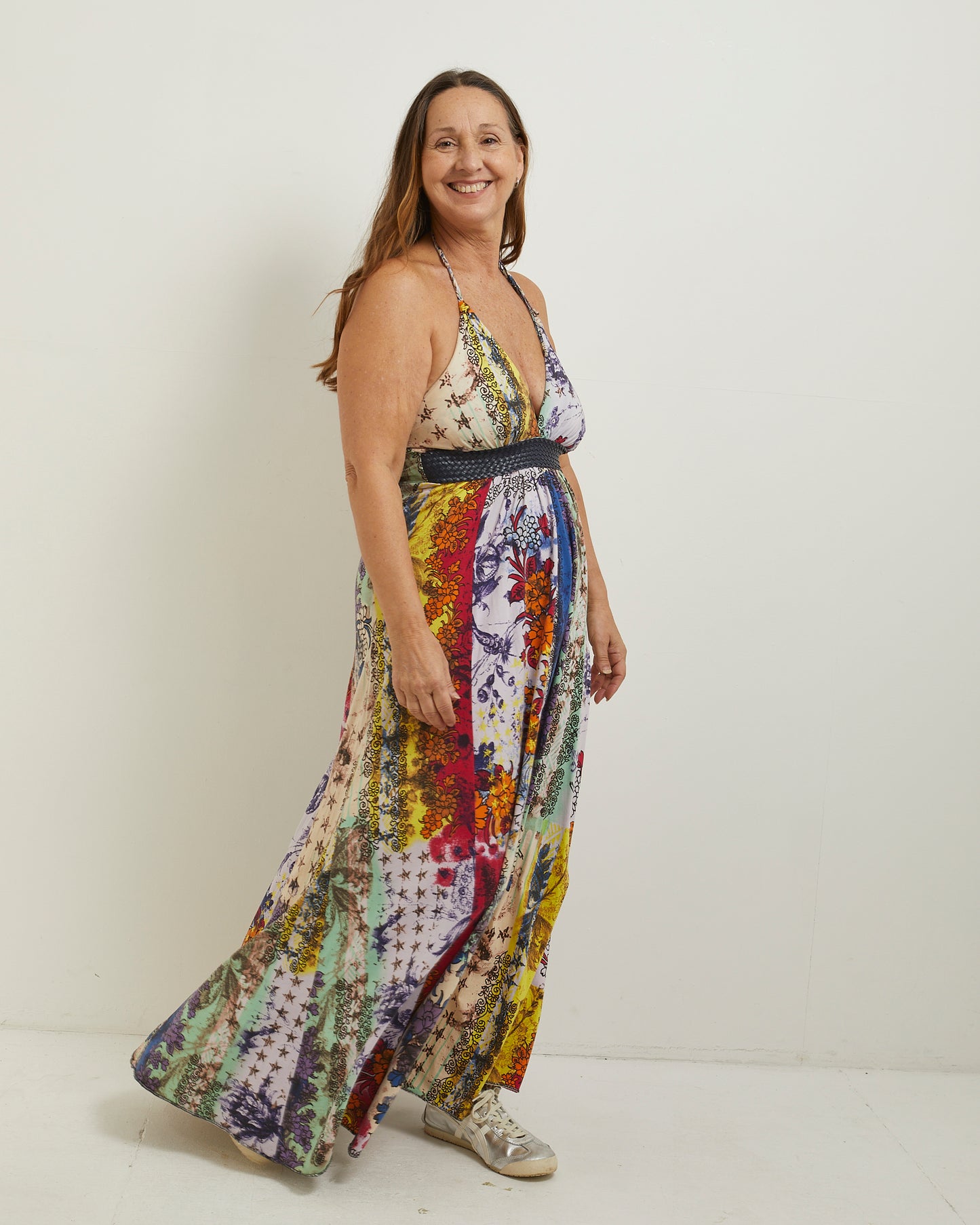 Multi colour halter neck floral maxi firetrap