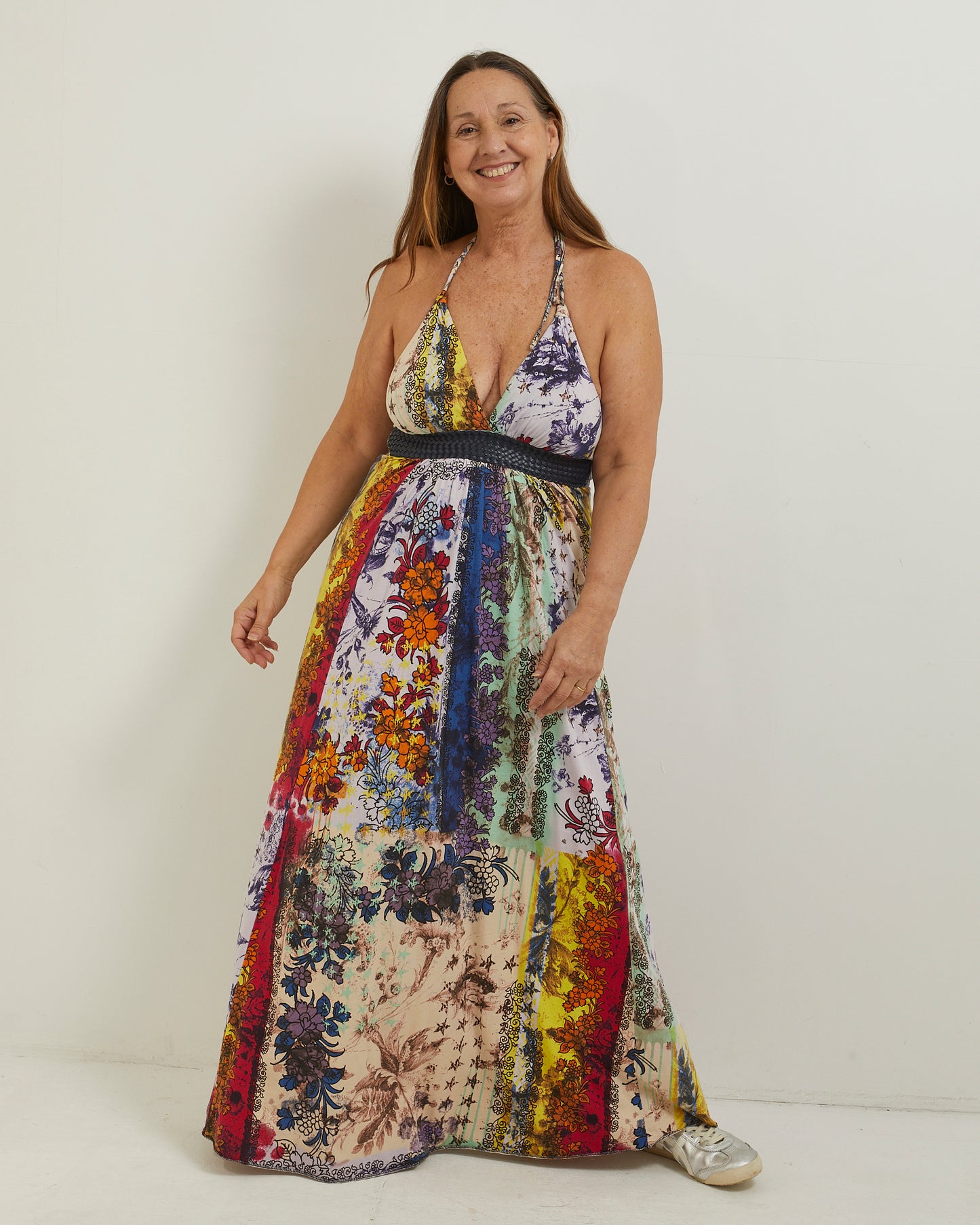 Multi colour halter neck floral maxi firetrap