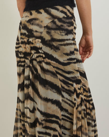 Tiger print silk skirt by MNG