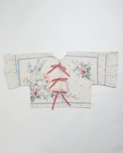 Olive bow blouse in floral and pink