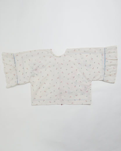 Olive bow blouse in floral and pink