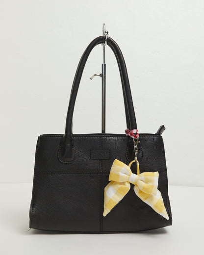 Yellow Gingham Bow Bag Charm