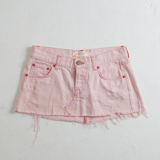Baby Pink denim micro y2k mini skirt