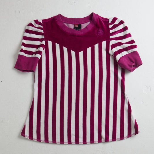 Diesel magenta and white stripe velour Top