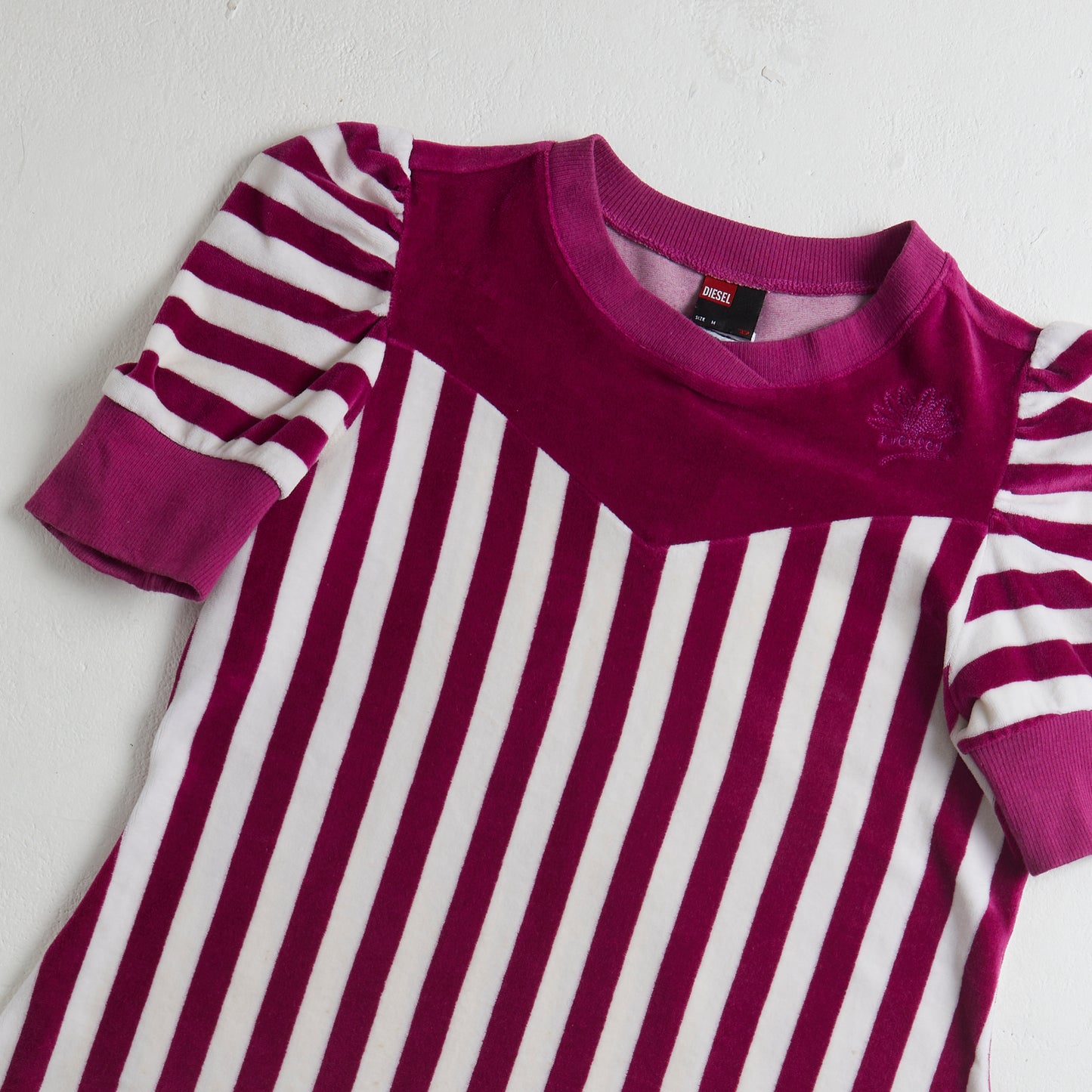 Diesel magenta and white stripe velour Top