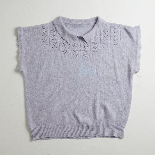 Lilac fine knit short sleeve jumper with pearl  details