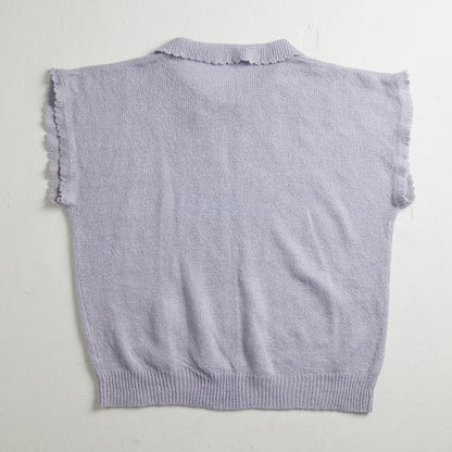 Lilac fine knit short sleeve jumper with pearl  details