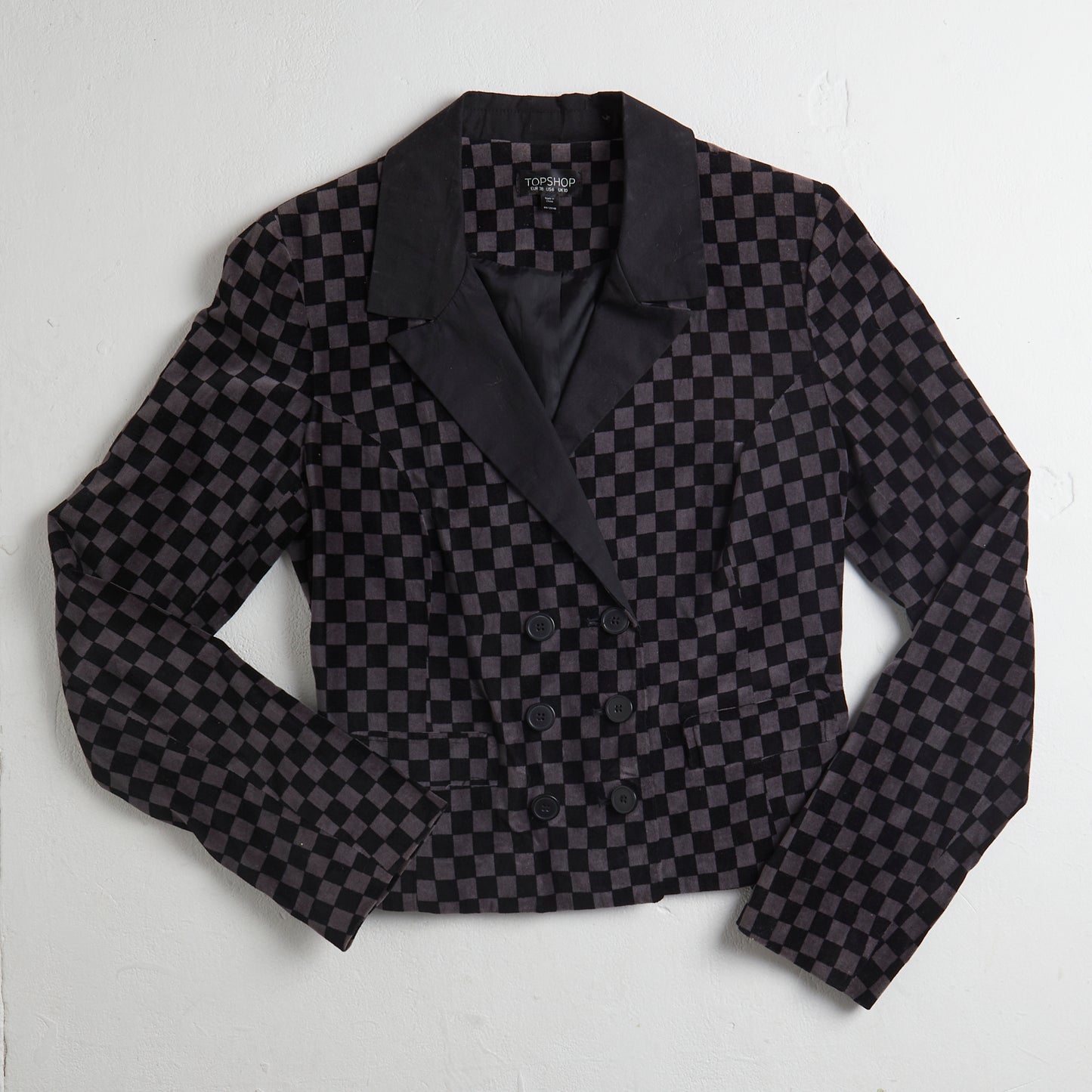 Topshop check velvet jacket