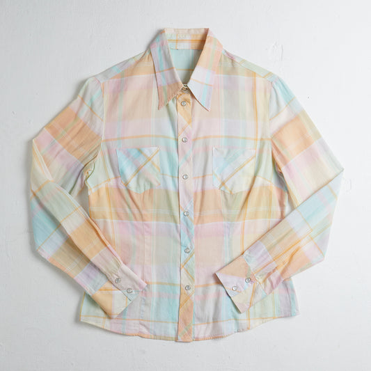 Pastel color checker western style shirt