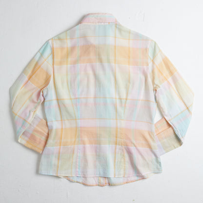 Pastel color checker western style shirt