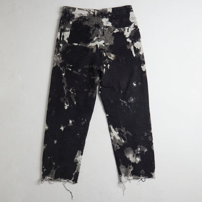 Upcycled black and white dyed jeans sample