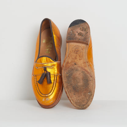 Orange and Chocolate Brown Metallic Leather Loafer