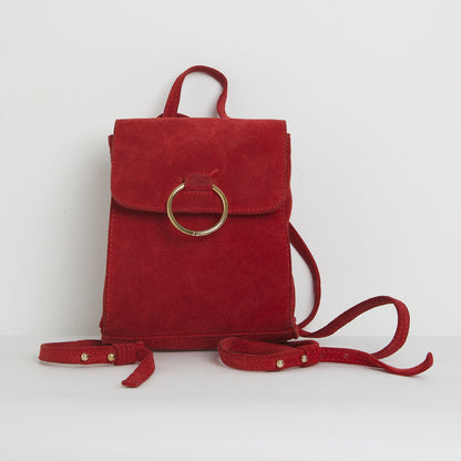 Red Preloved ASOS suede back pack