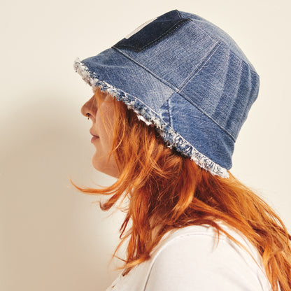 Maurice reversible bucket hat - Patchwork Denim