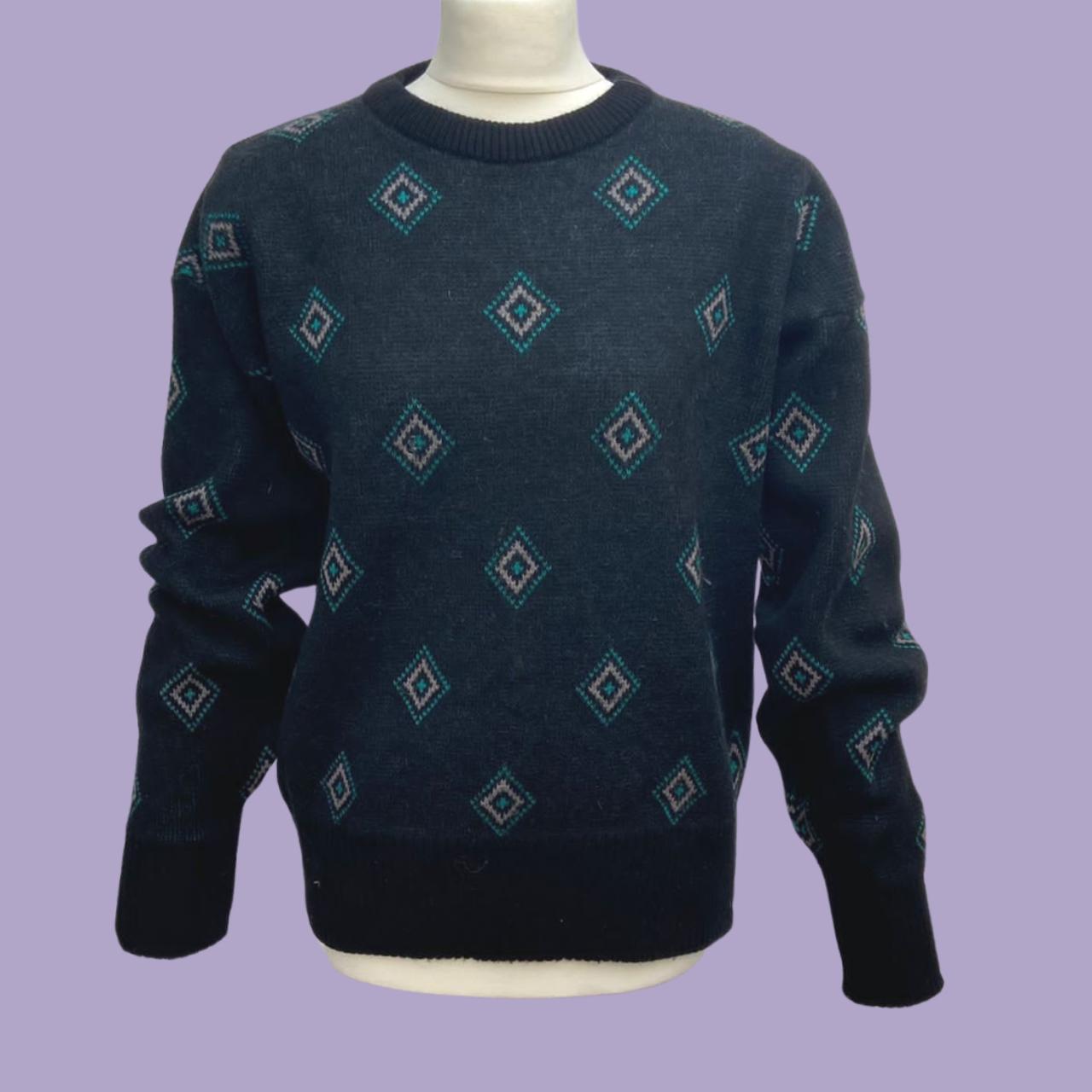 Navy blue diamond print Jumper