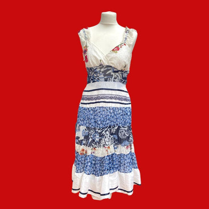 Tired mix pattern summer dress