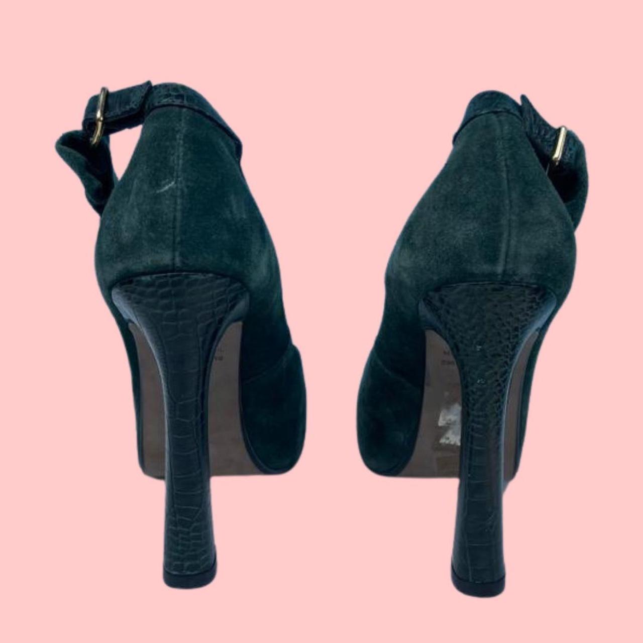 Green suede Y2K platforms